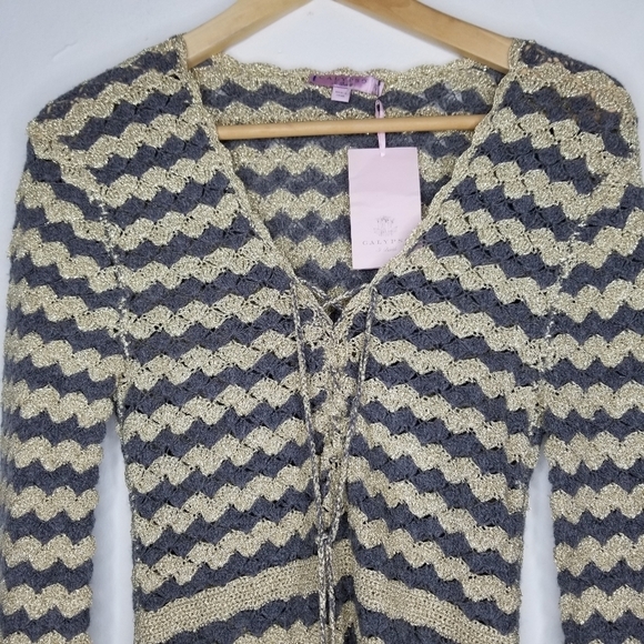 CALYPSO ST BARTH Rigma Cashmere Sweater Dress Women's XS Grey Chevron Boho Tunic - Picture 5 of 14